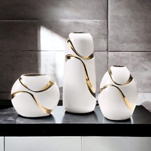 Bình Gốm Sứ Decor Sóng Vàng BG008