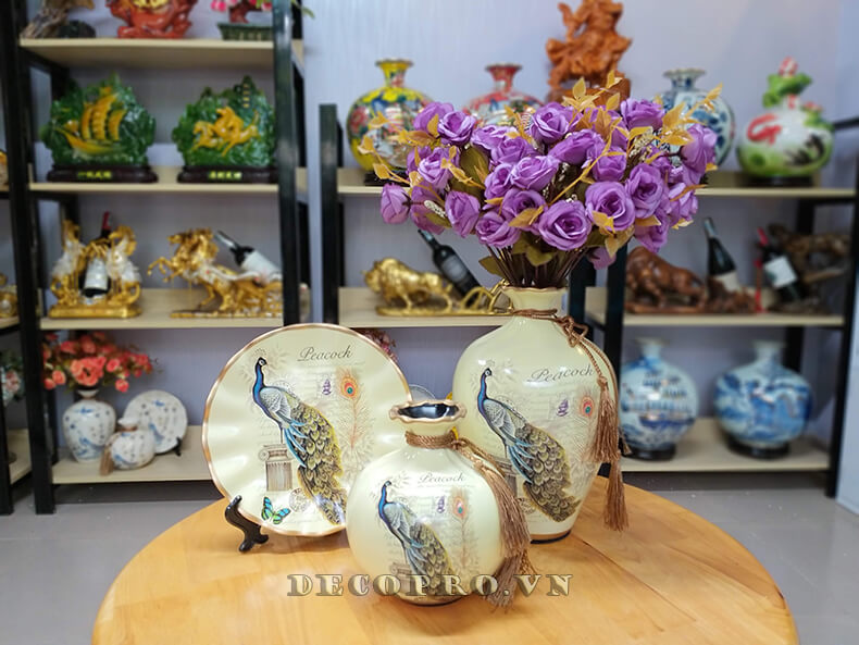 Bình đĩa gốm trang trí - Đồ decor trang trí phòng khách