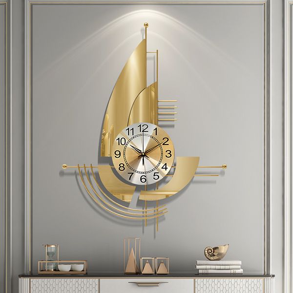 Đồng hồ treo tường thuyền buồm vàng