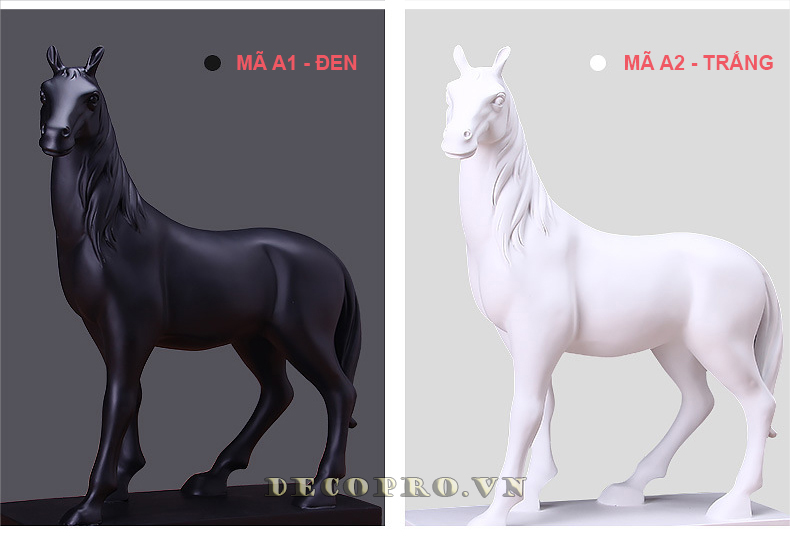 Đồ decor trang trí nhà đẹp Cặp ngựa đen – trắng song hành thể hiện sự đủ đầy, quân bình về âm dương
