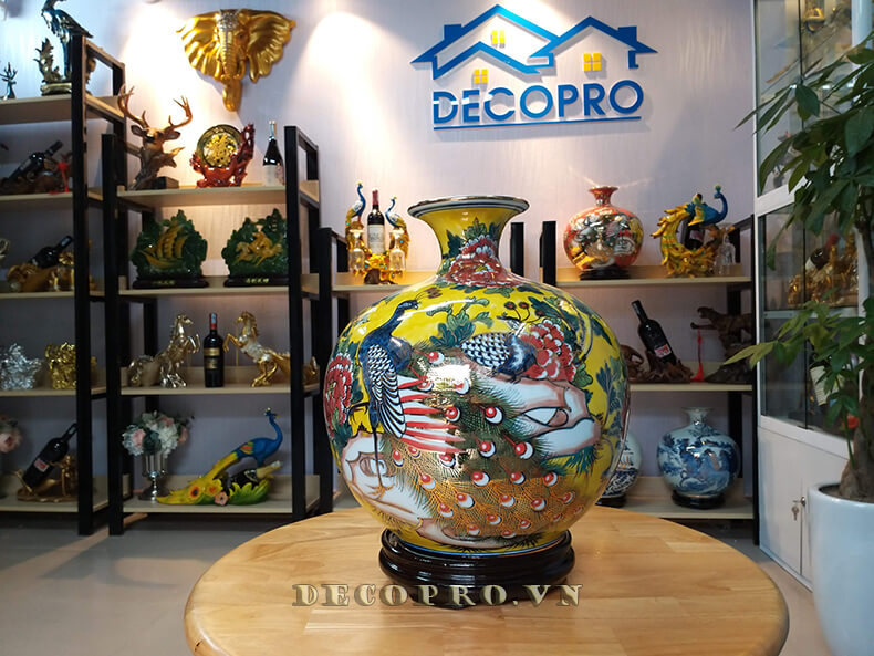 Bình hút tài lộc vẽ vàng 24K "Vinh hoa phú quý" tại shop bán đồ trang trí nhà Decopro.vn