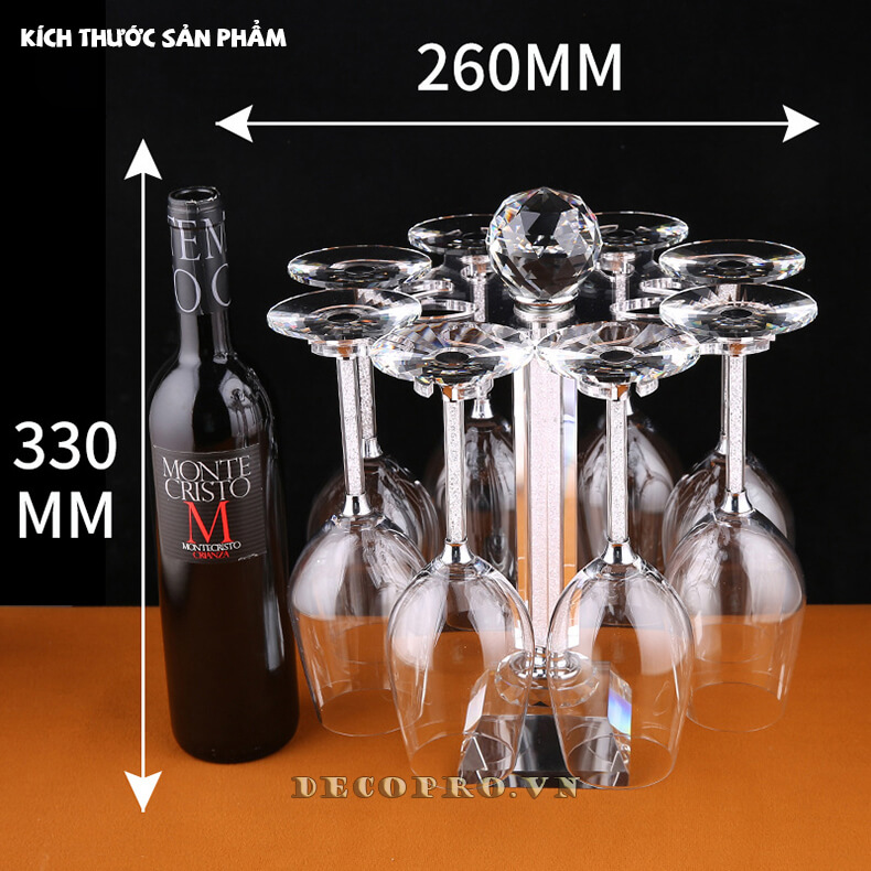 Kích thước sản phẩm Giá treo ly rượu vang pha lê GTL002