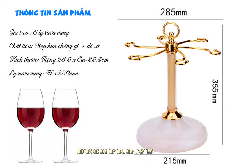 Kích thước sản phẩm GTL009 phù hợp với dòng ly có chiều cao dưới 25cm