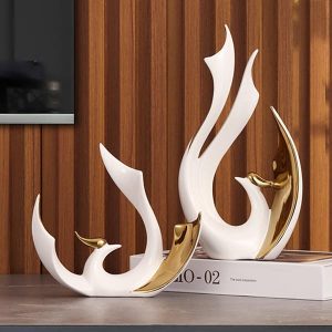 Cặp Phượng Hoàng Gốm Sứ Mạ Vàng KS050