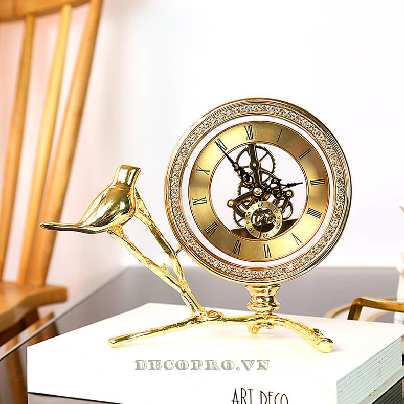 Đồng hồ để bàn trang trí chim vàng anh tại shop bán đồ trang trí phòng ngủ Decopro.vn 