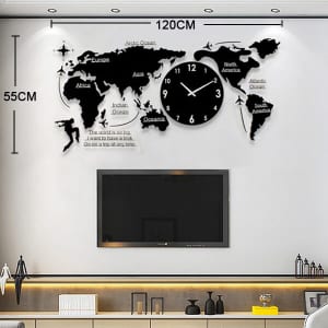 Tranh đồng hồ treo tường bản đồ thế giới