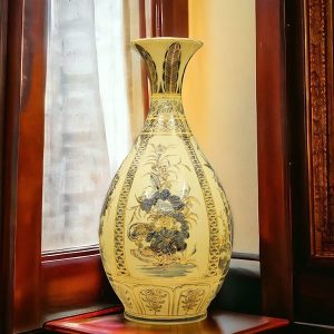 Bình tỳ bà gốm chu đậu vẽ vàng