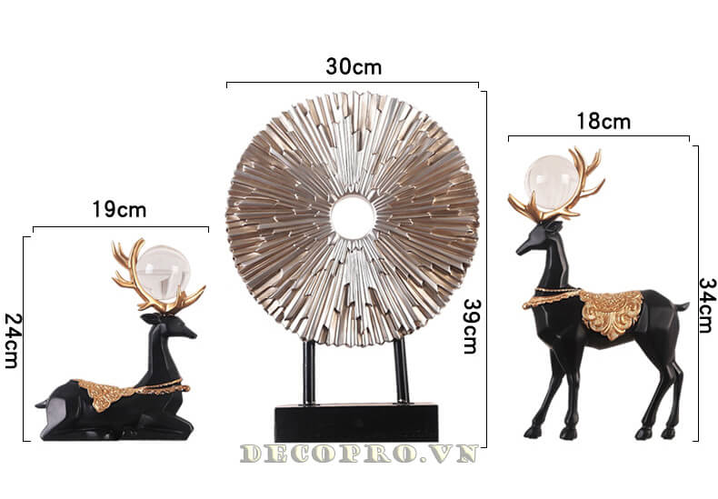 Kích thước bộ đồ decor đẹp trang trí KS044 tại Shop Decopro.vn