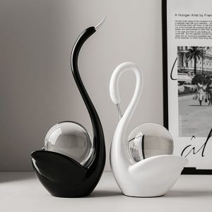Cặp thiên nga quả cầu pha lê decor KTV008