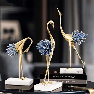 Decor Hạc Đồng mạ vàng phong thuỷ KS053