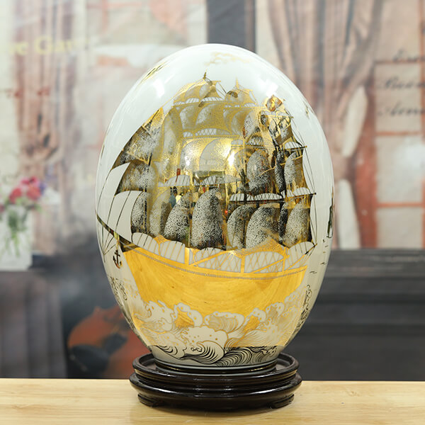 Trứng tài lộc vẽ vàng 24K“ Thuận buồm xuôi gió”