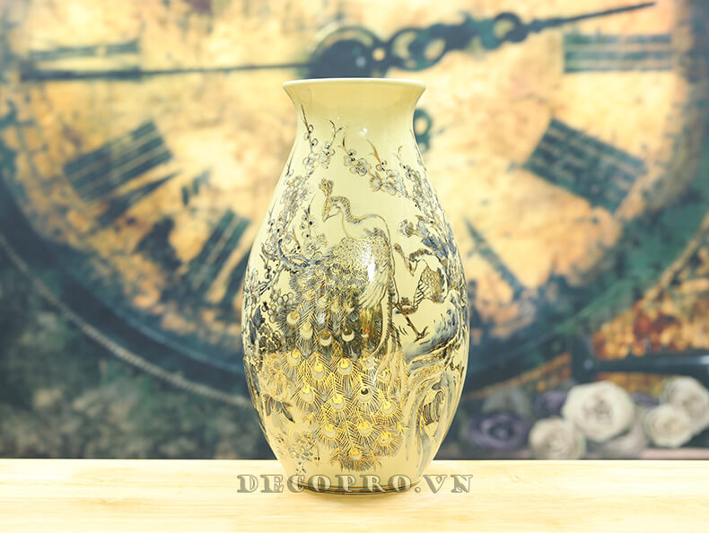 Bình hoa gốm Chu Đậu – đồ trang trí nhà cổ điển sang trọng, quà tân gia may mắn vượng tài