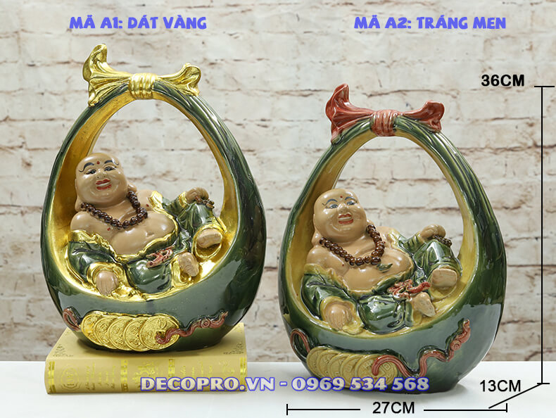 Tượng Phật Di Lặc nằm trong giỏ tiền QTV019 - Quà tặng khai trương tại Shop Decopro.vn