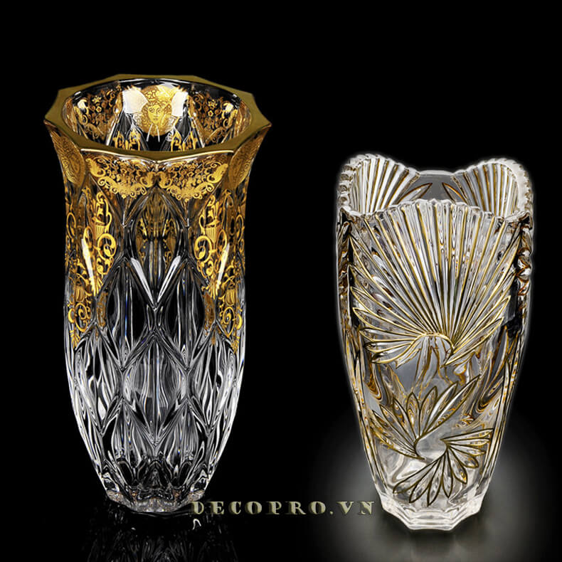 Bình hoa pha lê mạ vàng cao cấp – đồ vật trang trí phòng ngủ siêu cao cấp