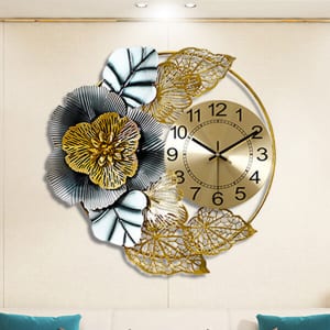 đồng hồ decor treo tường trang trí Hoa thép
