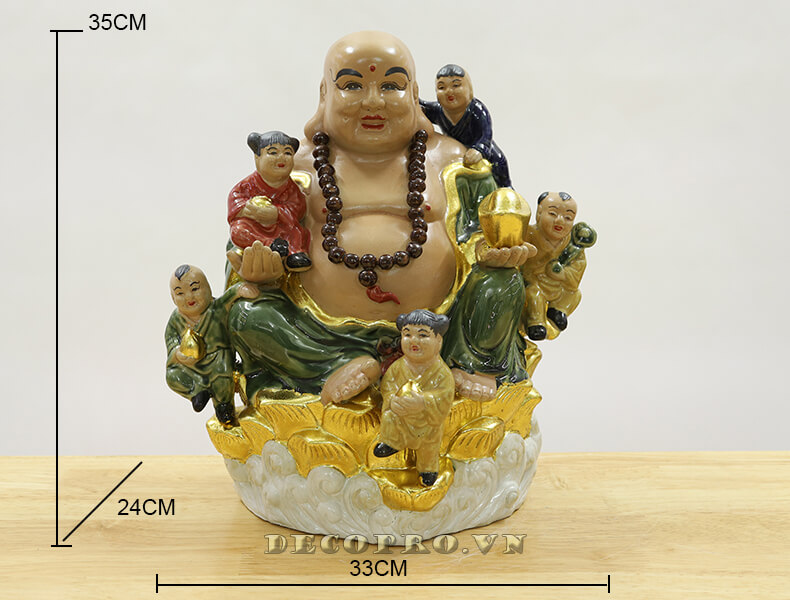 Kích thước bức tượng Phật Di Lặc Ngũ Phúc – sản phẩm do shop bán đồ trang trí nhà đẹp Decopro.vn cung cấp