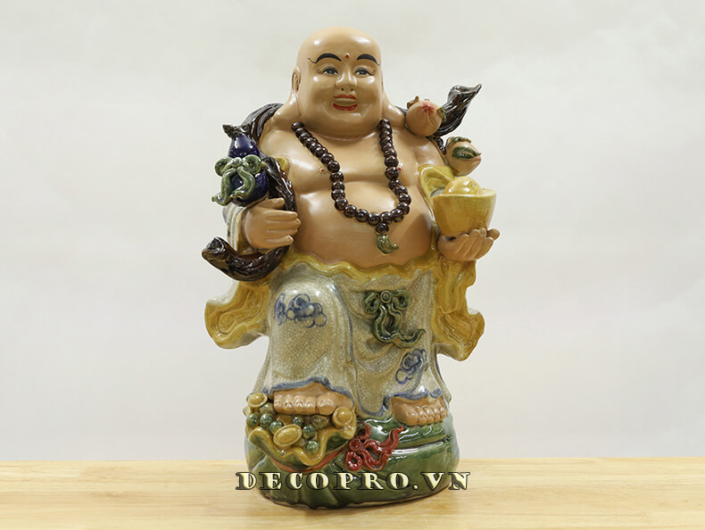 Đồ trang trí nhà Phật Di Lặc quảy gánh hồ lô đào – quà tặng khai trương kinh doanh đắc lộc - quà tặng tân gia lộc phát thăng hoa