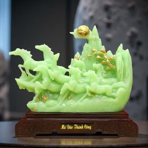 Tượng Bát Mã Hùng Phong Đá Ngọc QT007
