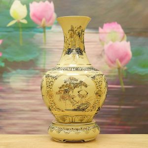 Bình Hoa Phú Quý Gốm Chu Đậu Tứ Cảnh H35cm BG208-A2.1