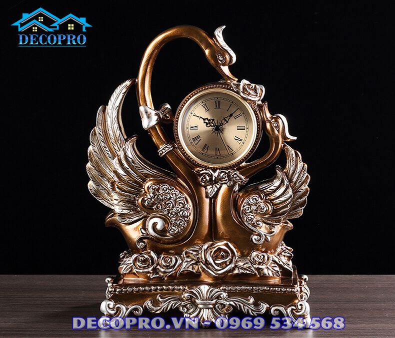 Đồng hồ để bàn cặp chim thiên nga mang vẻ đẹp thanh lịch, nền nã - Shop quà cưới Decopro.vn