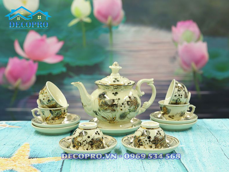 Bộ ấm trà gốm Chu Đậu được phân phối chính hãng tại shop quà tặng Decopro.vn
