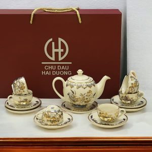 Bộ trà hoa sen gốm chu đậu