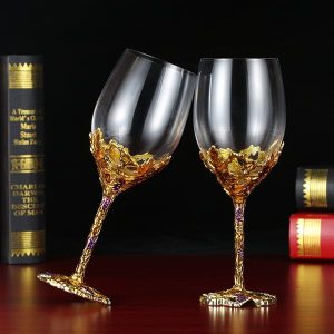 Bộ 2 Ly Rượu Vang Pha Lê Nghệ Thuật Cao Cấp LR004