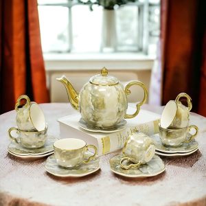 Bộ ấm trà sứ xương men Ngọc trai