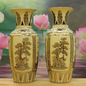Lục Bình Gốm Chu Đậu Vẽ Vàng 24K H25-H52cm DTK113