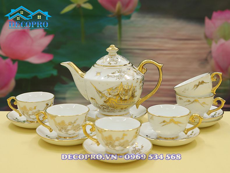 Bộ ấm trà gốm sứ Bát Tràng BAT121 - quà tặng sinh nhật thiết thực