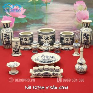 Bộ Đồ Thờ Gốm Chu Đậu Truyền Thống Ban 1m27 DTK3.3