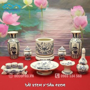 Bộ Đồ Thờ Chu Đậu Vẽ Tay Truyền Thống Ban 81-88cm DTK3.1
