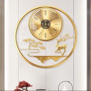 Đồng hồ treo tường Hươu Đồng Mạ Vàng DH138