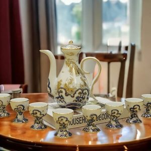 Bộ Ly Rượu "Cá Chép Hoá Rồng" Vẽ Vàng 24k LR112