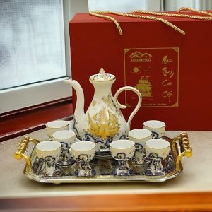Bộ Ly Rượu "Thuận Buồm Xuôi Gió" Vẽ Vàng 24k LR111