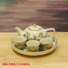 Bộ Trà Thờ Gốm Chu Đậu Vẽ Vàng 24k DTK109 - ma-a1