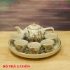 Bộ Trà Thờ Gốm Chu Đậu Vẽ Vàng 24k DTK109 - ma-a2