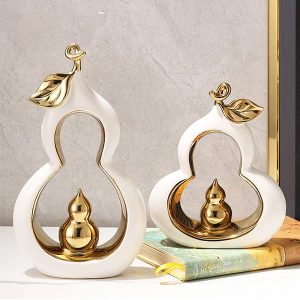 Hồ Lô Tài Lộc Gốm Sứ Mạ Vàng Decor KS041
