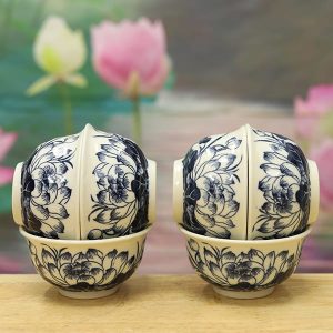Bộ 6 Bát Cơm Thờ Gốm Chu Đậu Truyền Thống DTK311