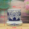 Bát Hương Hoa Sen Men Lam Bát Tràng Vẽ Tay DT901-B - ma-a1