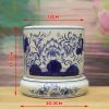 Bát Hương Hoa Sen Men Lam Bát Tràng Vẽ Tay DT901-B - ma-3