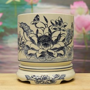 Bát hương hoa sen gốm chu đậu truyền thống