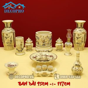 Đồ Thờ Hoa Sen Chu Đậu Vẽ Kỹ Vàng 24k (95 -117cm) DTK1B.2