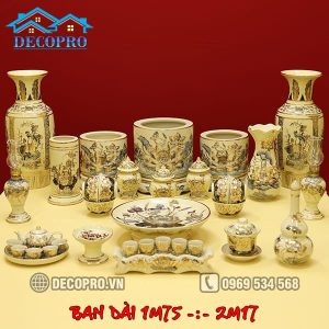 Đồ Thờ Hoa Sen Chu Đậu Vẽ Kỹ Vàng 24K (1m75 - 2m17) DTK1B.4