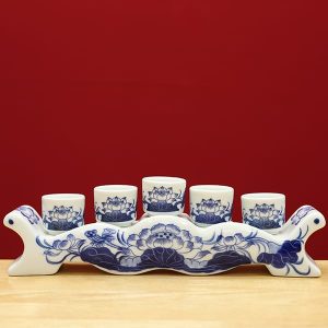 Kỷ Chén Nước Thờ Bát Tràng Men Lam Vẽ Tay DT904