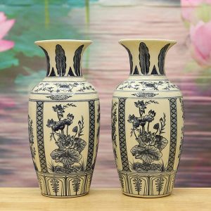 Cặp Lục Bình Gốm Chu Đậu Truyền Thống DTK313