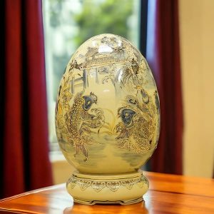 Trứng tài lộc gốm chu đậu cá chép hoá rồng