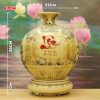 Bình gốm Chu Đậu vẽ vàng Tứ Cảnh chữ Lộc BG219-A2 - ma-a2