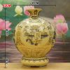 Bình Gốm Chu Đậu Vẽ Vàng Tứ Cảnh Hà Nội H25 - H35 BG230 - ma-3