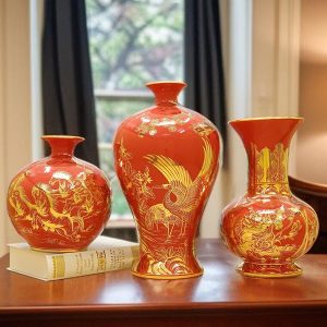 Bình Gốm Vẽ Vàng Mệnh Hoả "Tài Lộc Viên Mãn" BG312